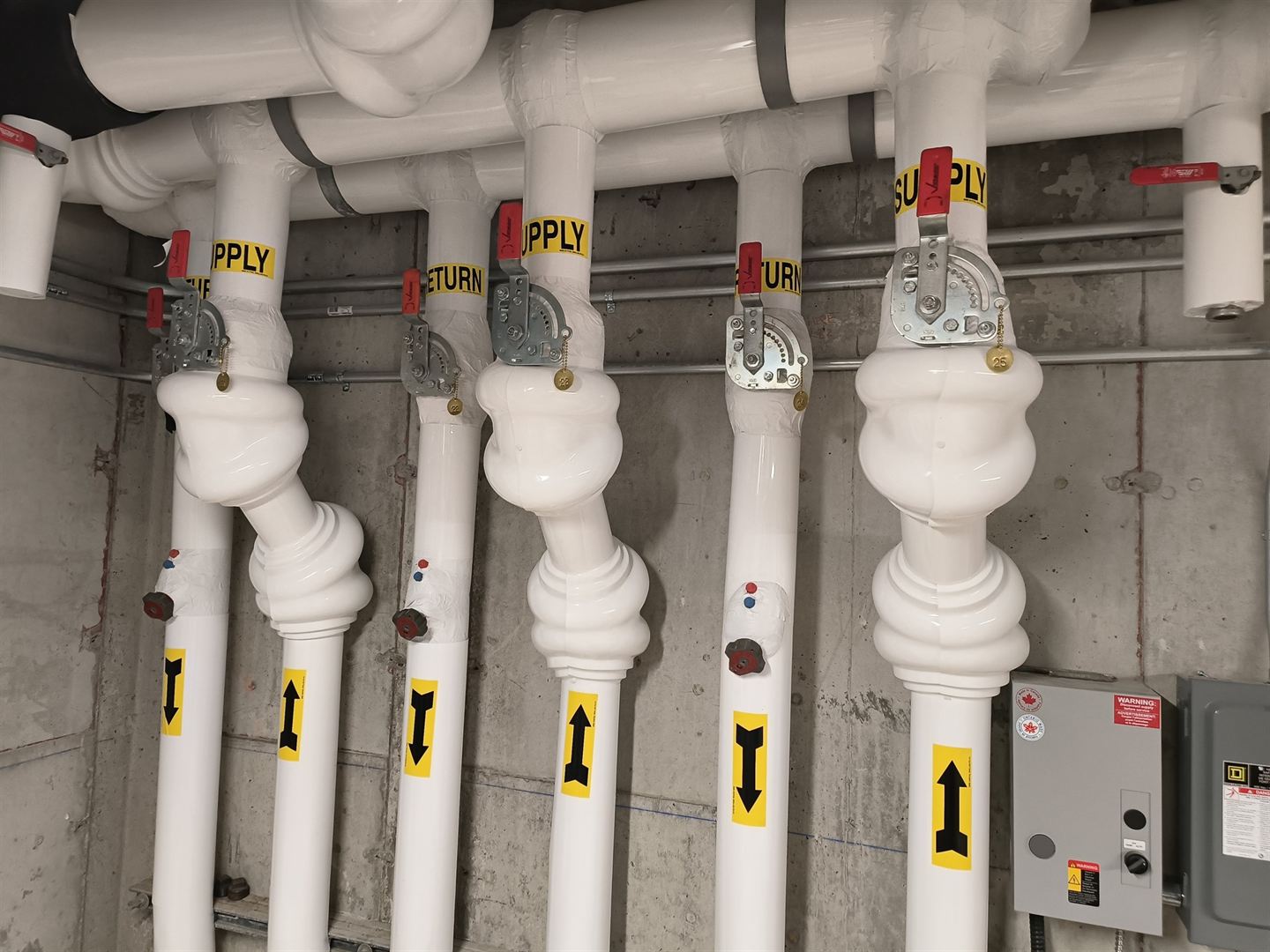 Large insulated mains in a plant room